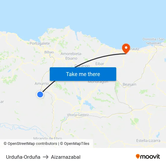 Urduña-Orduña to Aizarnazabal map