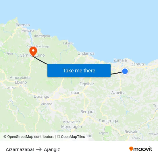 Aizarnazabal to Ajangiz map
