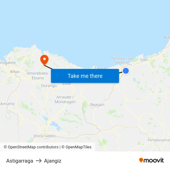 Astigarraga to Ajangiz map