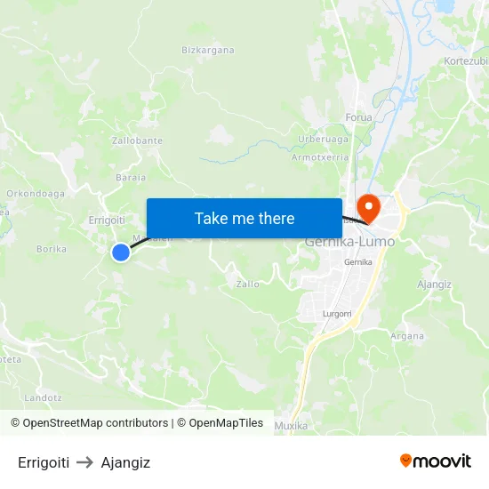 Errigoiti to Ajangiz map