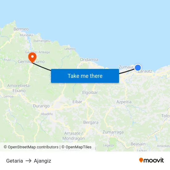 Getaria to Ajangiz map