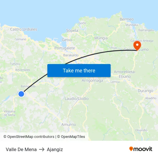 Valle De Mena to Ajangiz map
