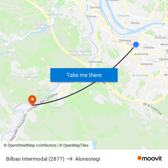 Bilbao Intermodal (2877) to Alonsotegi map