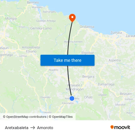 Aretxabaleta to Amoroto map
