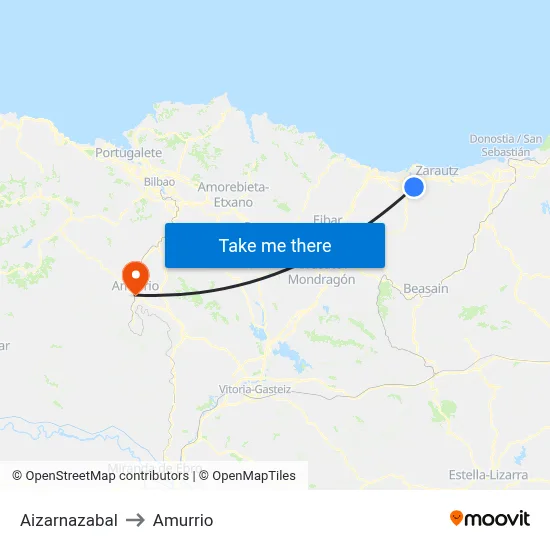 Aizarnazabal to Amurrio map