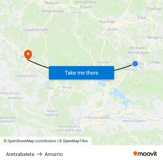 Aretxabaleta to Amurrio map