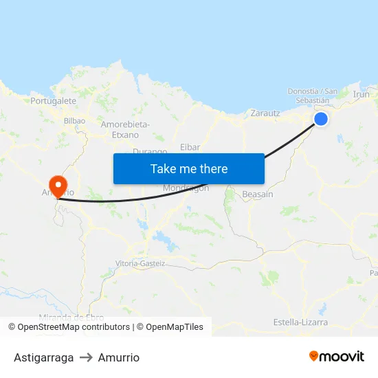 Astigarraga to Amurrio map