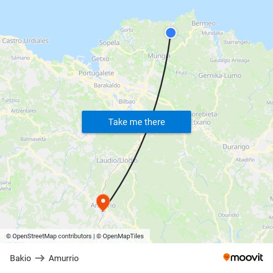 Bakio to Amurrio map