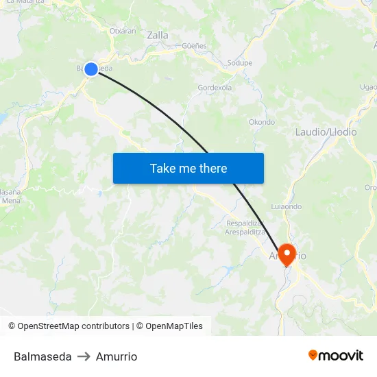 Balmaseda to Amurrio map