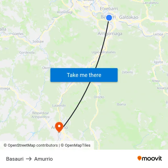 Basauri to Amurrio map