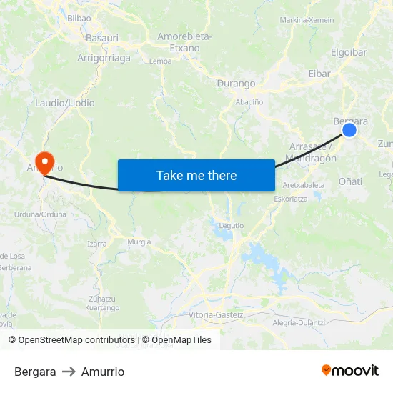 Bergara to Amurrio map