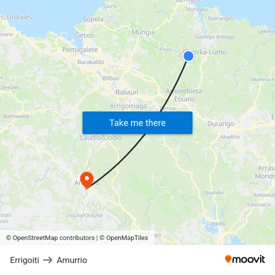 Errigoiti to Amurrio map