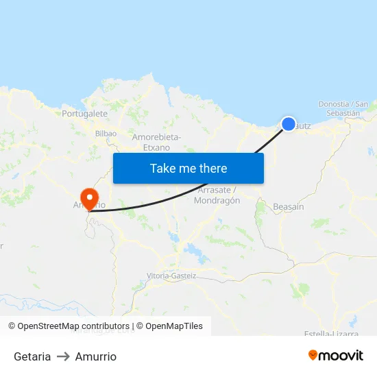 Getaria to Amurrio map