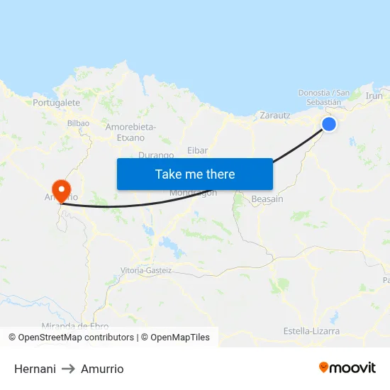 Hernani to Amurrio map