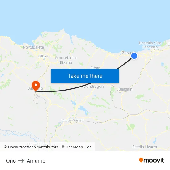 Orio to Amurrio map