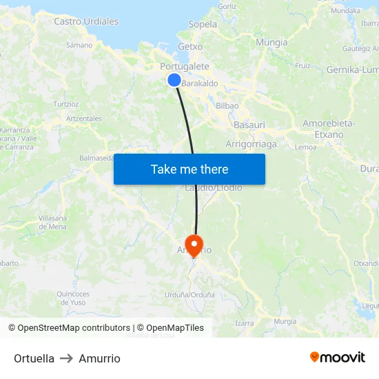 Ortuella to Amurrio map