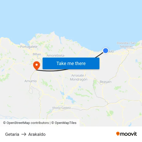 Getaria to Arakaldo map