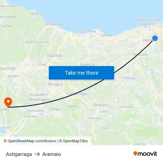 Astigarraga to Aramaio map