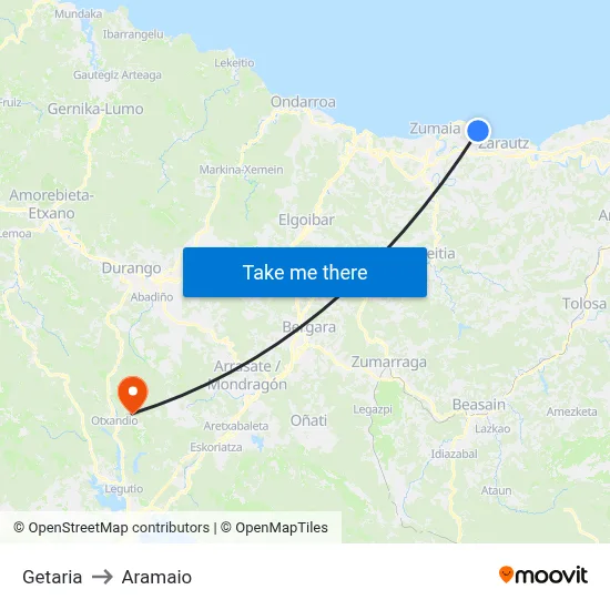 Getaria to Aramaio map