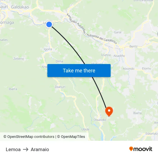 Lemoa to Aramaio map