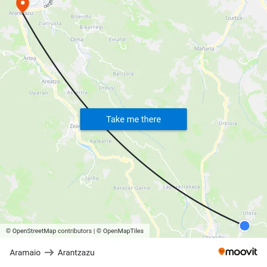 Aramaio to Arantzazu map
