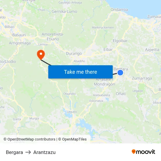 Bergara to Arantzazu map