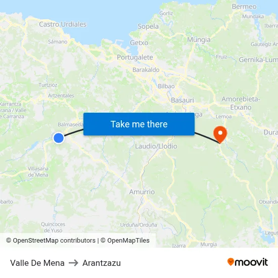 Valle De Mena to Arantzazu map