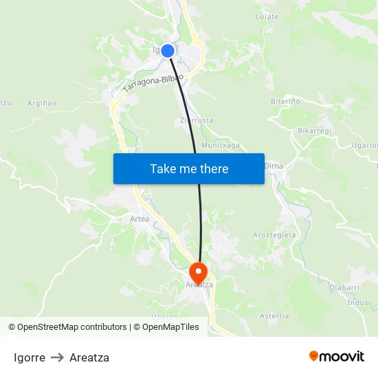 Igorre to Areatza map