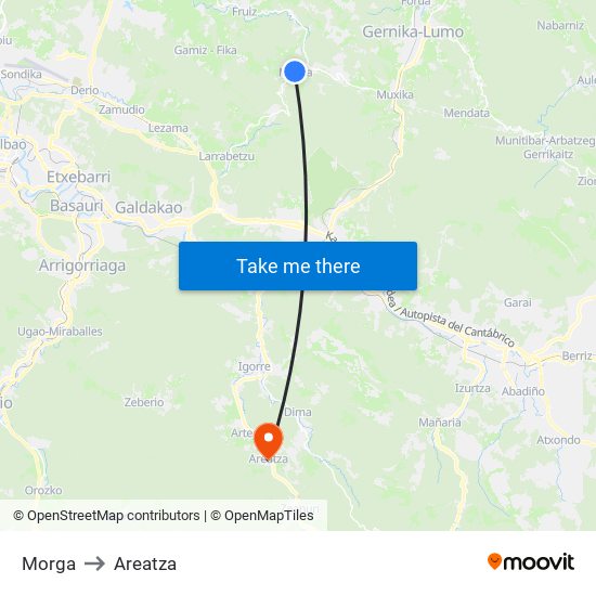 Morga to Areatza map