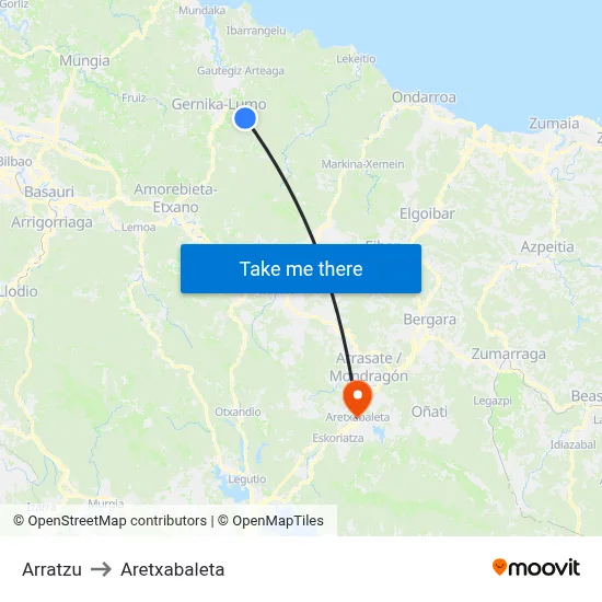 Arratzu to Aretxabaleta map