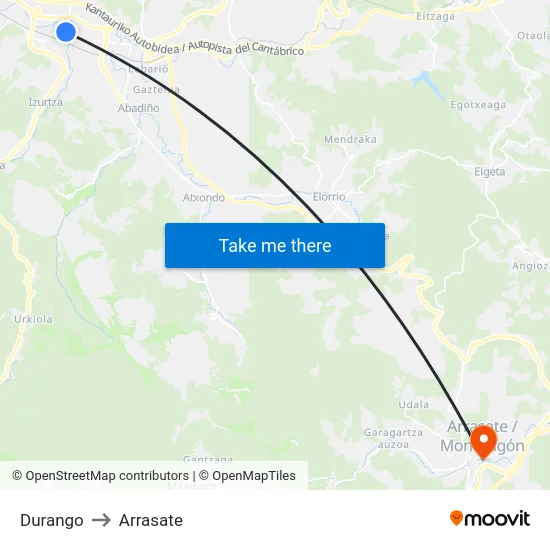 Durango to Arrasate map
