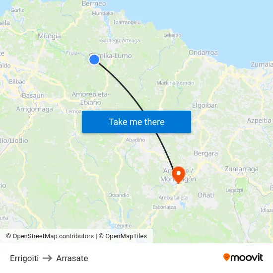Errigoiti to Arrasate map