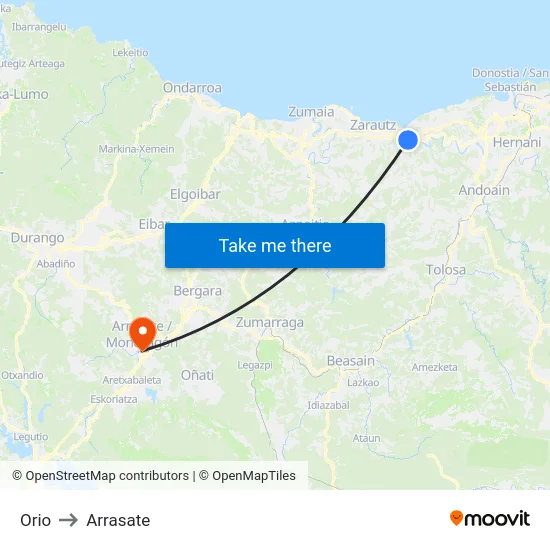 Orio to Arrasate map