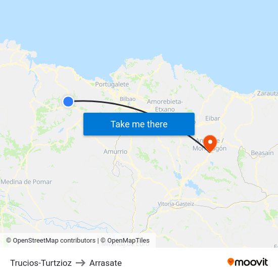 Trucios-Turtzioz to Arrasate map