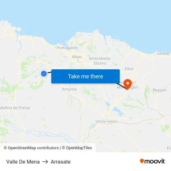 Valle De Mena to Arrasate map