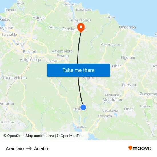 Aramaio to Arratzu map
