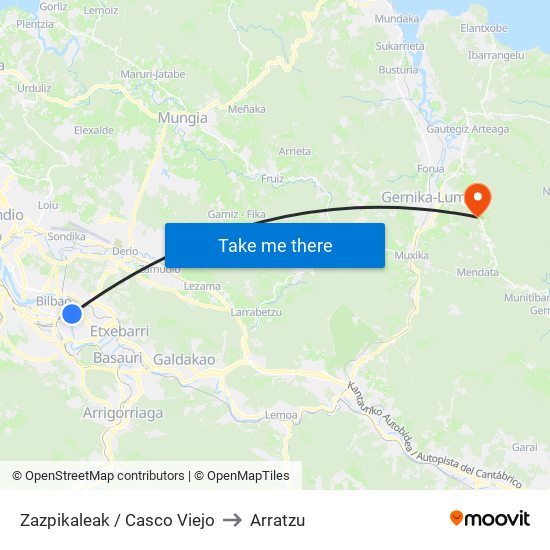 Zazpikaleak / Casco Viejo to Arratzu map