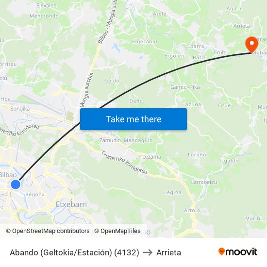 Abando (Geltokia/Estación) (4132) to Arrieta map