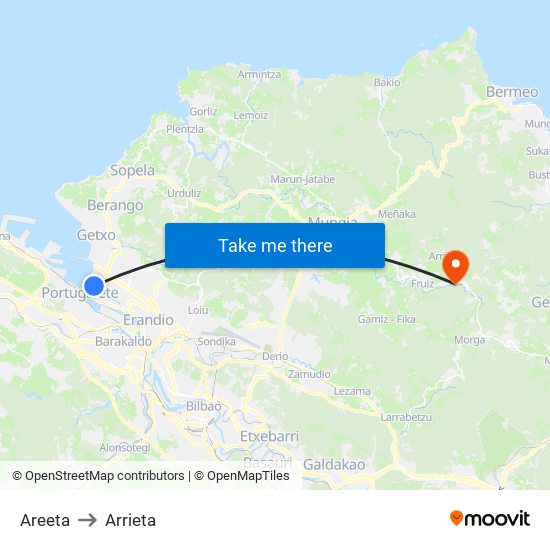 Areeta to Arrieta map