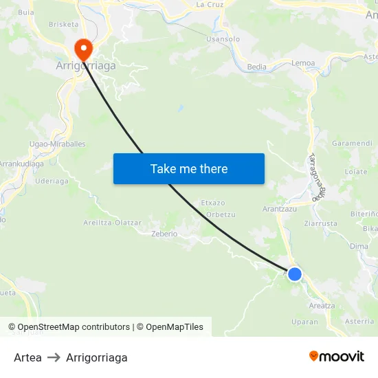 Artea to Arrigorriaga map