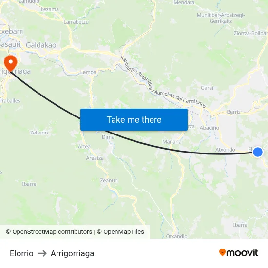 Elorrio to Arrigorriaga map
