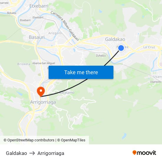 Galdakao to Arrigorriaga map