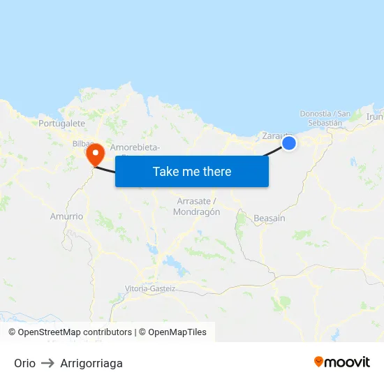 Orio to Arrigorriaga map