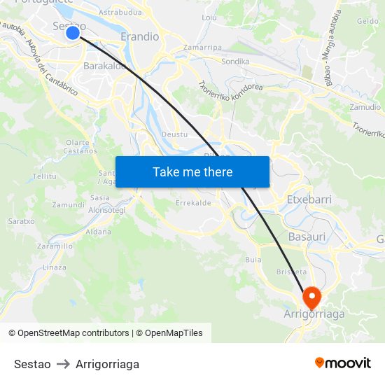 Sestao to Arrigorriaga map