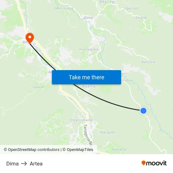 Dima to Artea map