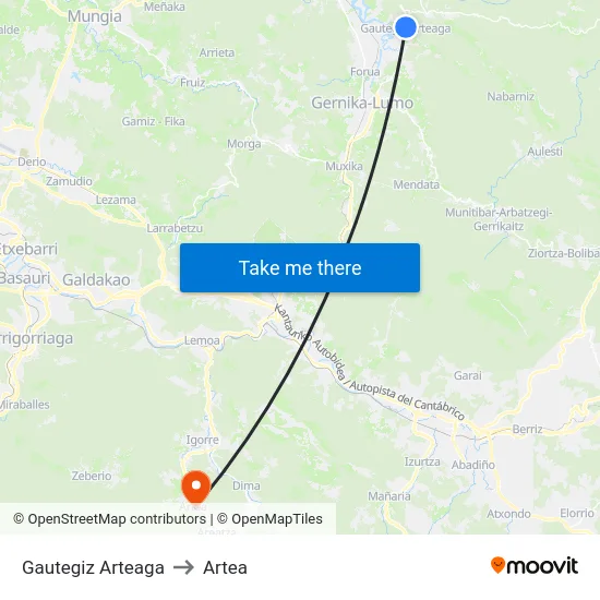 Gautegiz Arteaga to Artea map