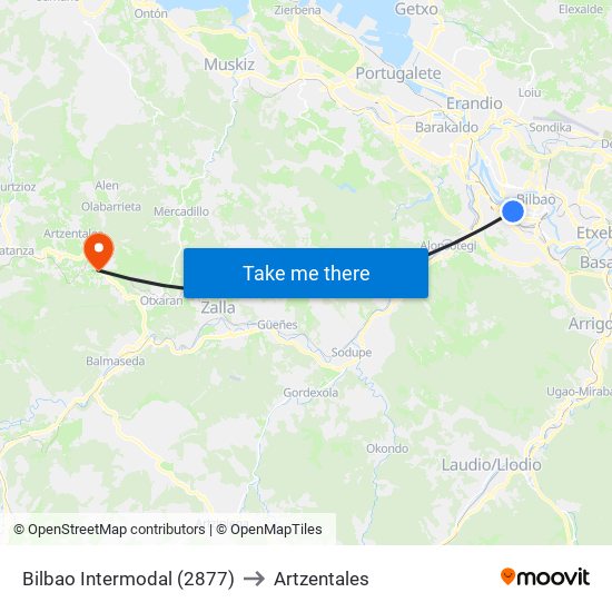 Bilbao Intermodal (2877) to Artzentales map