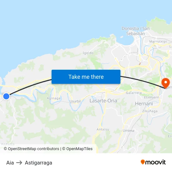 Aia to Astigarraga map