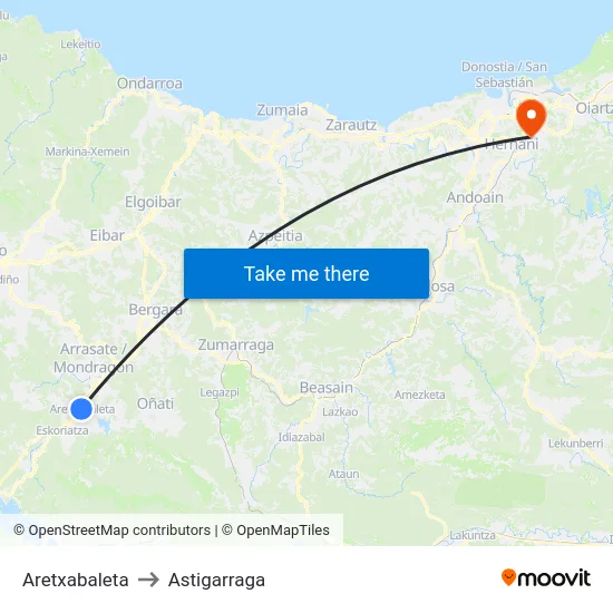 Aretxabaleta to Astigarraga map