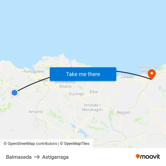 Balmaseda to Astigarraga map